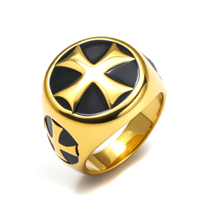 Anillo cruzado de motorista de acero inoxidable Retro de alta calidad al por mayor para hombres, anillo cristiano Punk Hip Hop con gotas - Product Image 4