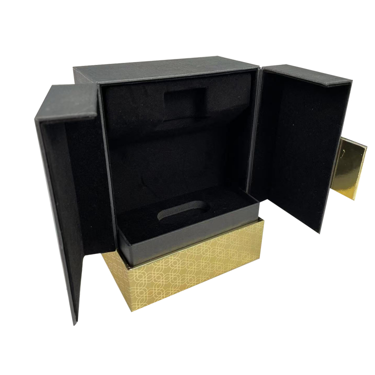 Luxury Custom logo Black Book Shape Magnetic Closure Gift Packaging Box Perfume Box Custom
