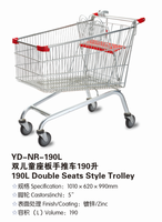 Double plaque de siège enfant Chariot galvanisé Chariot à bagages de haute qualité 190L pliable 5 pouces zingué 4 roues 10 ensembles