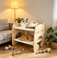 Lit hamac superposé en bois de pin de haute qualité, moderne, extra large, à 2 niveaux, pour animaux de compagnie, avec griffoir pour chat