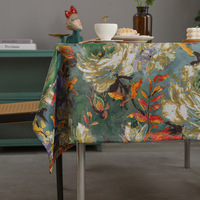 Vintage-Tischdecke mit Blumenmuster, ästhetische, rutschfeste Tischdecke für Zuhause, Küche, Esszimmer, Dekoration im Bauernhaus-Stil, dekorative Abdeckung