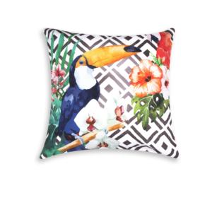 Cuscino Decorativo in Cotone Excelsa 45x45 Cm, Stampa Floreale Tropicale, Stile Bohémien, Lavabile - Product Image 1