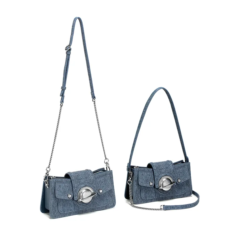 Denim Blue Underarm Shoulder Bag For Women Vintage Crossbody Bags Clutch Purse Ladies Small Handbags