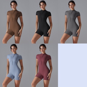 Mameluco con cremallera, mallas de manga corta, conjunto de <span class=keywords><strong>ropa</strong></span> de Yoga <span class=keywords><strong>para</strong></span> Fitness, <span class=keywords><strong>ropa</strong></span> de entrenamiento de alta resistencia, mono deportivo de una pieza <span class=keywords><strong>para</strong></span> <span class=keywords><strong>gimnasio</strong></span> <span class=keywords><strong>para</strong></span> <span class=keywords><strong>mujer</strong></span> - Product Image 2