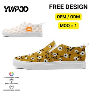 Maßgefertigte Bedruckte Blumen-Leinwand Komfortable Höhenerhöhende Slipper OEM/ODM Slip-on Sneakers für Herren & Damen FN071-25009144-8 - Product Image 1