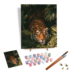 Kit Pittura con Numeri per Adulti Principianti, <span class=keywords><strong>Tigre</strong></span> Addormentata nella Giungla, Set Fai-da-Te su Tela per Decorazione Murale del Soggiorno - Product Image 1