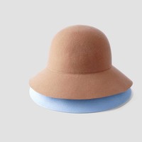 Sombrero de cubo de fieltro de lana 100% de alta calidad personalizado para mujer, sombrero de campana de iglesia Fedora de lana cálido de invierno de cúpula sólida Vintage