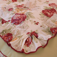 Parure de lit 100% Coton 200TC 130x70 Haute Densité, Jupe de lit à volants florale, Housse de couette brodée style Princesse Coréenne, 4 pièces