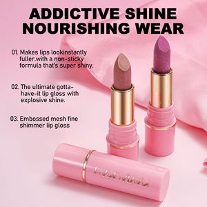 ลิปสติกเนื้อครีมสีชมพูนู้ดแบบ Private Label 8 สี กันน้ำ ติดทนนาน ชุ่มชื้น ประกายกลิตเตอร์ ลิปบาล์มแบบนูนลายกลิตเตอร์ - Product Image 5