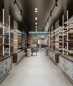Design d'intérieur moderne pour magasin de lunettes de soleil, présentoirs personnalisés pour lunettes, mobilier de magasin d'optique - Product Image 1