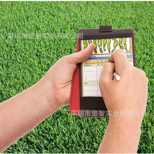 Funda para tarjetas de puntos de golf de cuero PU con compartimento para lápiz integrado; funda para puntos de torneo. - Product Image 5