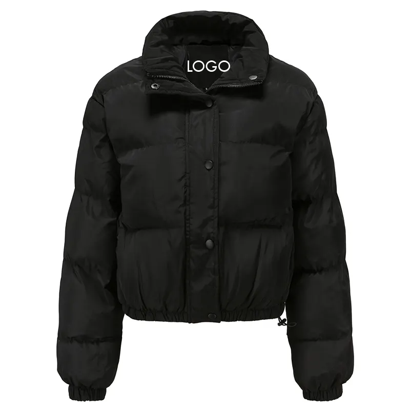 CARANFIER LOGOTIPO Livre OEM das Mulheres Down Jacket Sólido Curto Puffer Jacket Gargantilha Moda Casaco Blusão Inverno