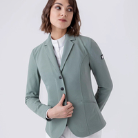 Veste de saut d'obstacles pour femmes avec panneaux extensibles, élégante et fonctionnelle, en couleurs de compétition, gris marine