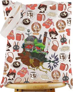 Sac fourre-tout Anime WZMPA <span class=keywords><strong>Kiki</strong></span>'s, cadeau pour les fans <span class=keywords><strong>de</strong></span> <span class=keywords><strong>Kiki</strong></span> et <span class=keywords><strong>Jiji</strong></span>, sac d'épicerie réutilisable avec le <span class=keywords><strong>chat</strong></span> noir <span class=keywords><strong>Jiji</strong></span>, marchandise magique Gil <span class=keywords><strong>Kiki</strong></span> - Product Image 1