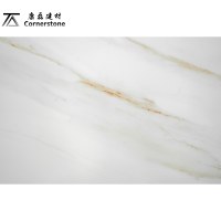Dalle de pierre artificielle en verre nano-cristallisé Calacatta Quartz au design moderne, pierre frittée pour crédence de cuisine, villa, hôtel