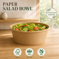 Boîtes d'emballage rondes biodégradables pour emporter, contenants pour salade, ramen, soupe, 500 ml, 750 ml, 1000 ml, bol à salade en papier kraft