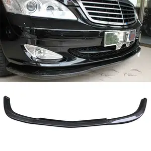 Piezas del coche de fibra de carbono labio delantero parachoques Chin Spoiler divisores para Mercedes Benz Clase S W221 2007-2009