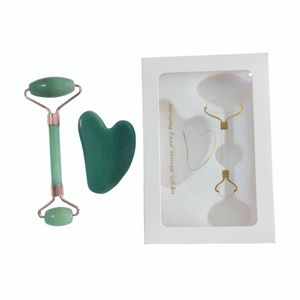 Caja de regalo personalizada con piedra aventurina verde, herramientas de masaje facial y rodillo gua sha - Product Image 1