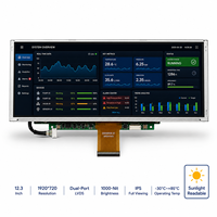 Modul LCD TFT TMK 12,3 inci Kecerahan Tinggi Terintegrasi 1920*720 IPS Dual-Port LVDS 1000-Nit Sudut Pandang Penuh -30C~+85C Tahan Sinar Matahari LED