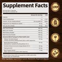Complément GMP pour la Vitalité Masculine : Organes de Bœuf Nourri à l'Herbe 700mg (Cœur, Foie, Rein, Pancréas), Tribulus, CoQ10, Reishi, Zinc, D3