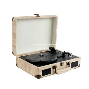 Pemutar Rekaman Turntable 3 Kecepatan dengan Speaker Stereo Bawaan Mendukung Ponsel USB Rockola BT Desain Koper Pemutar Musik