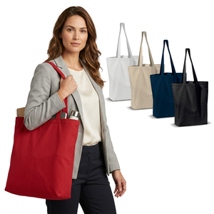 High Quality Dot Pattern Reusable Shopping Cotton <b>Canvas</b> Tote <b>Bags</b> with Non Woven Handle and Custom Printed Logo - Product Image 1