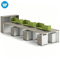Poste de travail modulaire commercial exécutif moderne sur mesure pour usine, avec cloison de bureau, 6 places, bureau de personnel et meuble à tiroirs