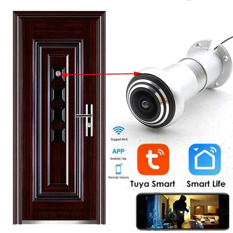 GENIU Ống Kính Mắt Cá 1080P 1.66Mm Lỗ Cửa Nhà Camera IP Wifi Cửa Không Dây 150 Độ Mạng Không Dây P2P