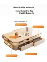 Table Basse et Meuble TV Minimaliste Moderne Luxe Léger 2026 avec Plateau en Quartz et Cadre en Bois, Aucun Assemblage Requis, Espace de Rangement