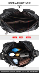 Venta al por mayor de moda Pu bolso de hombro de cuero suave de compras informal luz negro bandolera con cremallera - Product Image 6