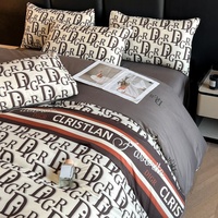 Parure de lit quatre pièces épaisse pour dortoir étudiant, motif européen, en polyester léger 200TC, toutes saisons