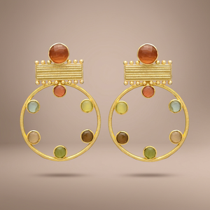 Brass Handmade Gemstone Drop Earrings <b>Gold</b> Plated Ethnic Engagement Party Fashion Boho - Product Image 3
