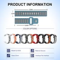 Bracelet de montre en silicone double couche 22 mm bicolore à interface plate, bracelet de remplacement pour systèmes de montres Samsung et Huawei