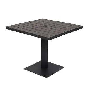 Ensembles de chaises de table à manger en teck à cadre en aluminium pour intérieur/extérieur avec parapluie commercial 24 "x 14"/30 "x 30"/36 "x 36"