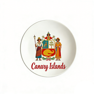 Assiette de <span class=keywords><strong>voyage</strong></span> personnalisée sur le thème des î<span class=keywords><strong>les</strong></span> <span class=keywords><strong>Canaries</strong></span>, des î<span class=keywords><strong>les</strong></span> des Mariennes du Nord, de Maurice, de Sainte-Hélène et de Madagascar, assiette ronde en céramique tendance - Product Image 2