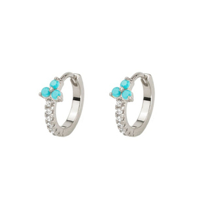 Boucles d'oreilles pour femme, serties de diamants, géométriques, de luxe léger, polyvalentes, avec turquoise - Product Image 5