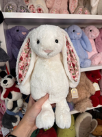 Jellcatt UK Peluche Lapin Timide aux Oreilles Florales, Douce, à Longues Oreilles Tombantes, Poupée en Peluche