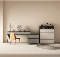 Ensemble coiffeuse de chambre d'hôtel haut de gamme moderne multifonctionnel avec miroir amovible, design en bois écologique