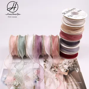 Vàng Cạnh Vòng Tay Lụa Ruy Băng 10 Bãi Bó Hoa Gói Và Bán Hoa Làm Việc Quà Tặng Ruy Băng - Product Image 4