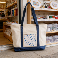 Sac fourre-tout en toile naturelle durable et imperméable personnalisé avec fente pour insert de point de croix, sac fourre-tout auto-finissant pour bateau, idéal pour les brodeuses
