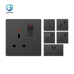 G10 HOT SELL Electrical Accessories British black panel of 22V 16A wall switch and sockets for home and office