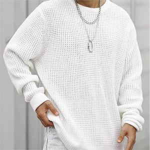 Pull en tricot épais noir pour homme, col rond, manches longues, coupe ample, pull décontracté - Product Image 5