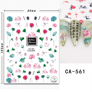 Estilo chino Lotus Water Lily DIY 3D autoadhesivo Nail Art decoraciones pegatina <span class=keywords><strong>flor</strong></span> Vintage manicura calcomanía al por mayor - Product Image 6