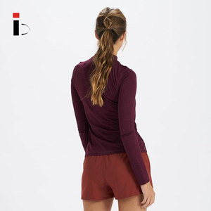 De algodón de cuello alto Spandex OEM jersey de corte Slim <span class=keywords><strong>camisetas</strong></span> para damas de manga larga o-Cuello <span class=keywords><strong>mujer</strong></span> llano T Shirt - Product Image 4