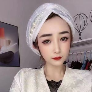 Queena Mũ dân tộc mũ cho phụ nữ hồi giáo chéo nếp gấp ngọc trai Khăn Turban ung thư <span class=keywords><strong>CHEMO</strong></span> Beanie <span class=keywords><strong>cap</strong></span> hijab headwrap Phụ kiện tóc - Product Image 3