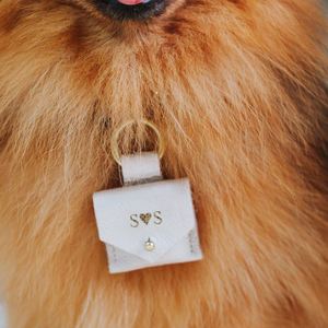 Pochette personnalisée en cuir PU gaufré pour collier de chien, boîte à bagues portable, accessoire de mariage original pour animaux de compagnie avec logo personnalisé - Product Image 4