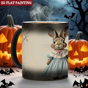 Tasse sensible à la chaleur, noire givrée, 11 oz, en céramique, vierge pour sublimation, design plat 2D à peindre - Product Image 6