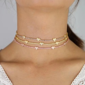 Conjunto <span class=keywords><strong>de</strong></span> Joyería <span class=keywords><strong>de</strong></span> Regalo <span class=keywords><strong>de</strong></span> San Valentín: Pulsera y Collar con Corazón, Cadena Fina <span class=keywords><strong>de</strong></span> Tenis con Circonitas, Joyería Colorida Pastel para Mujer - Product Image 3