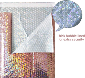 Holographic Poly Bubble Mailer-Waterproof Eco-Friendly Custom Logo Option for <b>Logistics</b> <b>Packaging</b> - Product Image 1