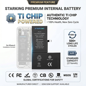 <span class=keywords><strong>Batterie</strong></span> de remplacement professionnelle OEM ODM pour iPhone X XS XR XSMAX, puce TI IC d'origine, certifications mondiales, cellule de haute qualité - Product Image 1